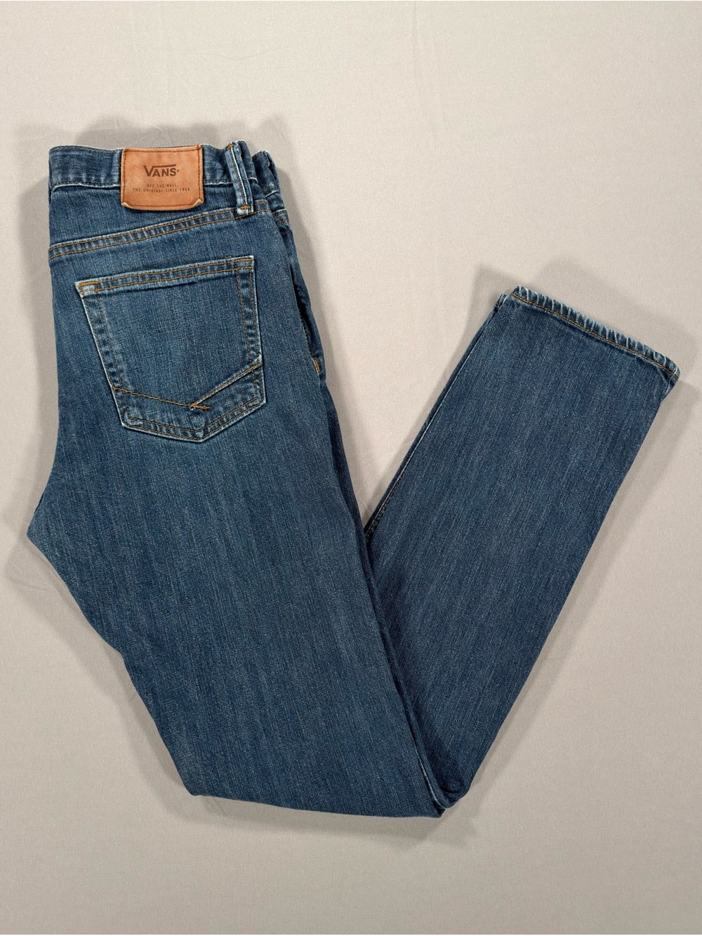 Vans V76 Skinny Jeans 32x32 (Fits 30x30) Med Wash Blue Stretch Skateboard Denim